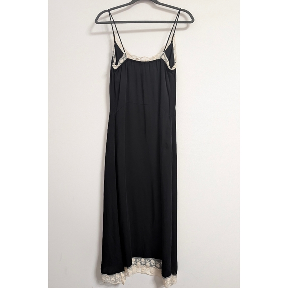 NEW ZARA Black Lace Trimmed Slip Midi Dress Women's Size XS - Picture 5 of 16